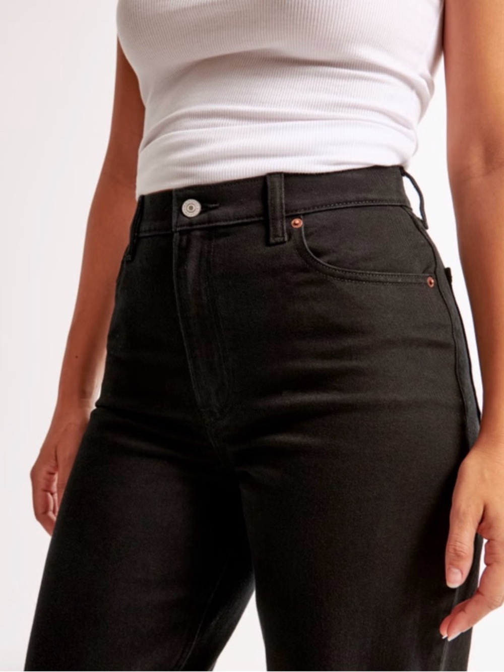 Abercrombie & Fitch Curve Love Ultra High Rise 90s Straight Jean Black - Picture 5 of 13